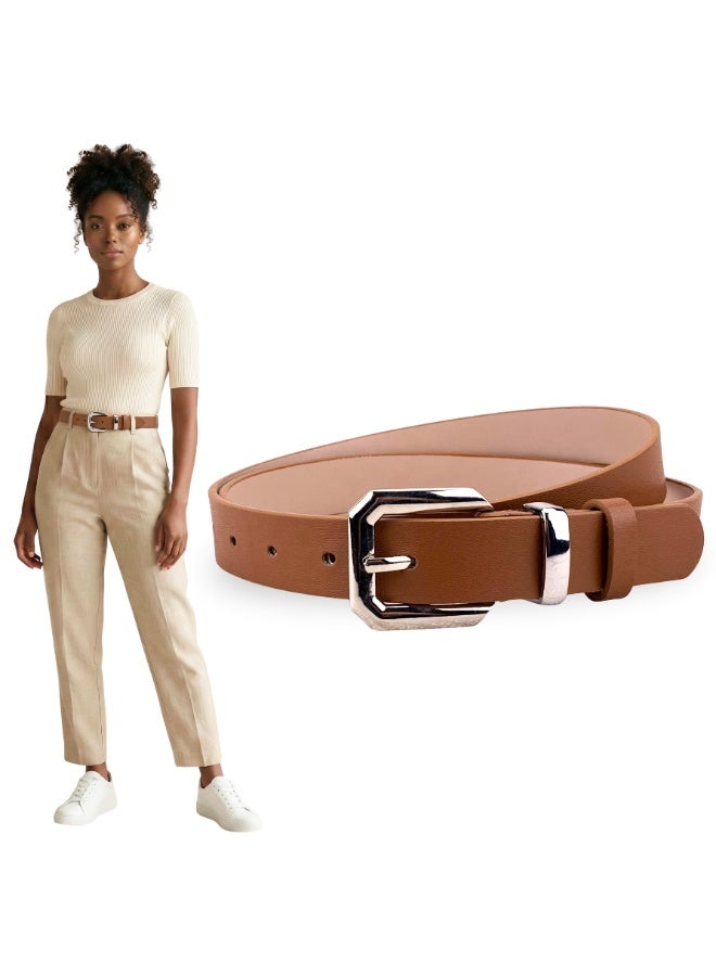 Classic Milano Women's Belt with Gift Box | Faux Leather Ladies Belt for Dresses, Jeans & Gowns | Stylish Womens Belt | Adjustable Girls Belt | Belt for Women with Elegant Buckle